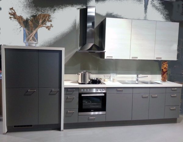 Einbauküche MANKAFLASH 1 in Anthrazit/ Magnolie Küchenzeile Küche 380 cm mit E-Geräte