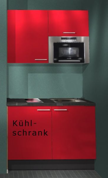 Einbauküche MANKAFUN ROGL1.2 Rot Hochglanz Küchenzeile 122 cm mit E-Geräte u. Spüle