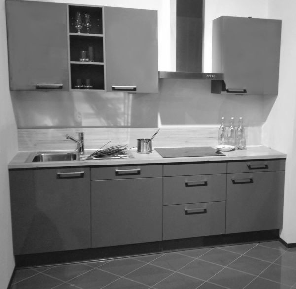 Einbauküche MANKAFLASH 20 in Anthrazit - Schränke montiert/ Küchenzeile Küche 240 cm mit E-Geräte
