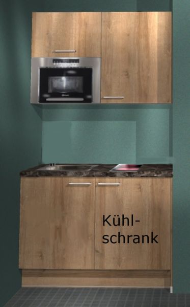 Einbauküche MANKAFUN EG1.2 Eiche Goldbraun - Schränke montiert/ Küchenzeile 122 cm mit E-Geräte u. S