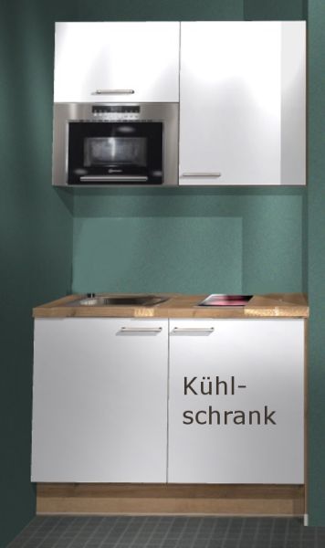 Einbauküche MANKAFUN WS1.2 Weiß - Schränke montiert/ Küchenzeile 122 cm mit E-Geräte u. Spüle