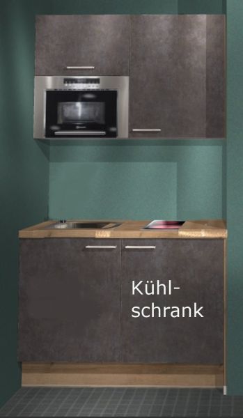 Einbauküche MANKAFUN ST1.2 Steel - Schränke montiert/ Küchenzeile 122 cm mit E-Geräte u. Spüle